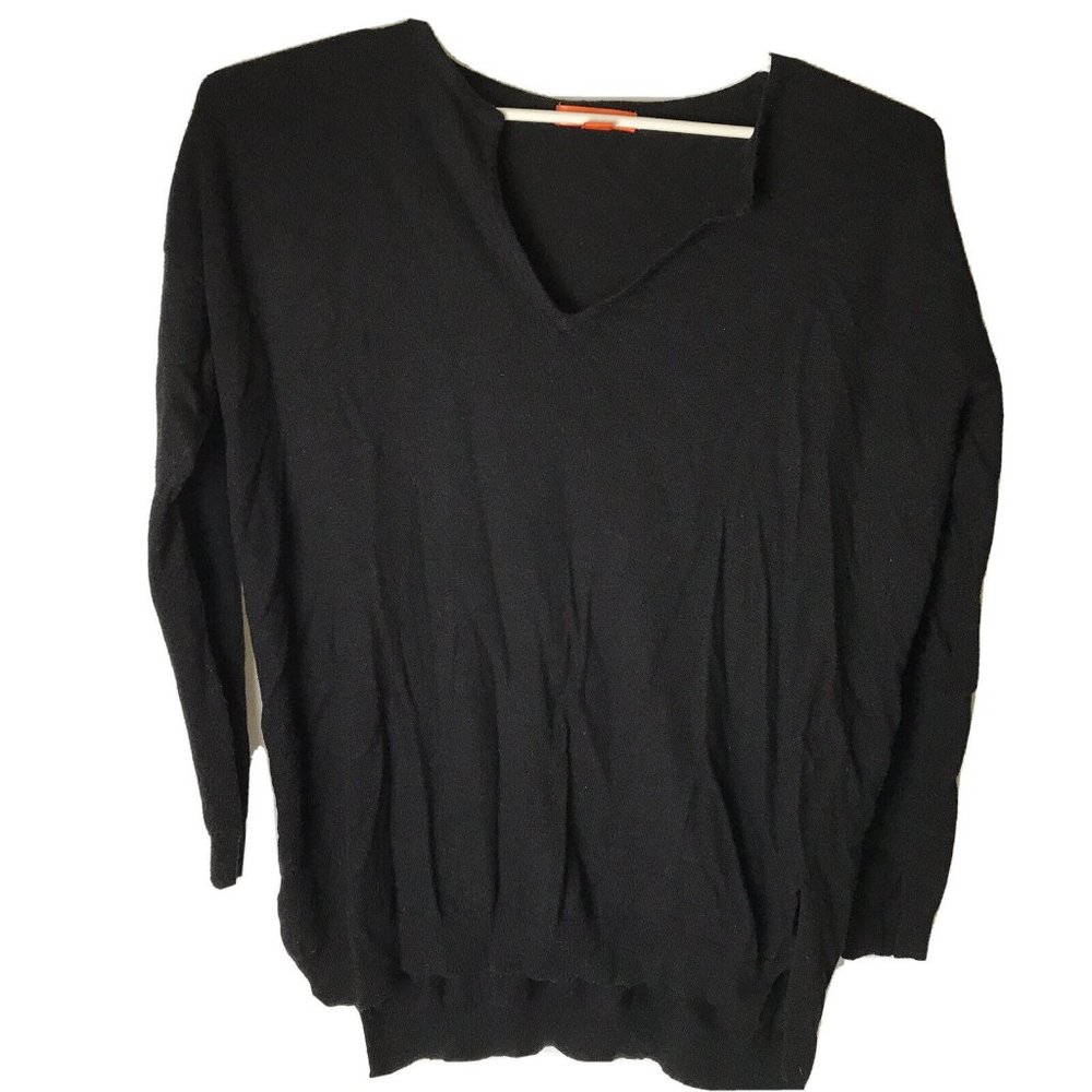 Joe Fresh Womans Large Long Sleeve V- Neck‎ Black Sweater